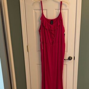 Faded Glory Hot Pink Ruffle Maxi Dress